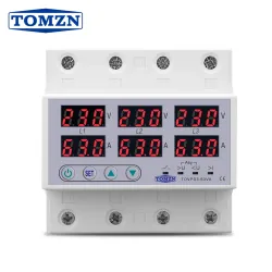 3 Phase 3P+N Din rail Voltmeter Ammeter adjustable Over and Under Voltage current limit protection Monitor Relays Protector - TOMZN