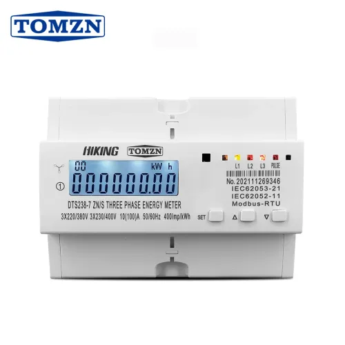 3 phase Din rail KWH Watt hour energy meter 3*220V 380V 400V 50Hz 60Hz voltage current DTS238-7 ZN/S with RS485 MODBUS-RUT - TOMZN
