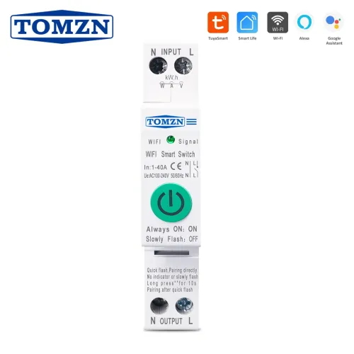 40A Single Phase WIFI Smart Switch Energy Meter Kwh Metering Monitoring Circuit Breaker Timer Relay MCB TUYA smartlife - TOMZN