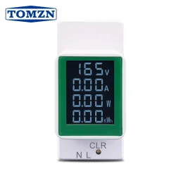 4IN1 din rail AC monitor 110V 220V 100A Voltage Current KWH Electric energy meter VOLT AMP voltmeter ammeter Wattmeter - TOMZN