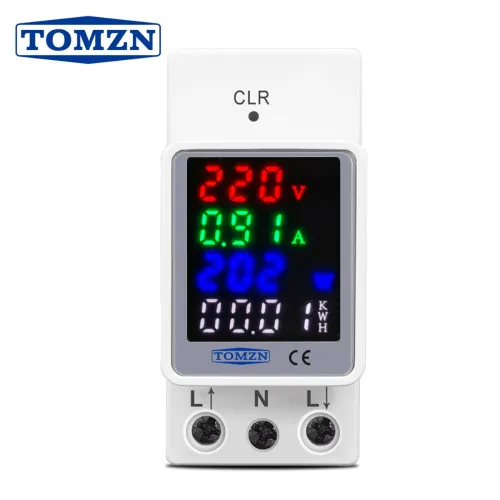 4IN1 TOMZN AC 110V 220V 100A Voltage Current KWH Electric energy monitor meter VOLT AMP voltmeter ammeter Wattmeter din rail - TOMZN