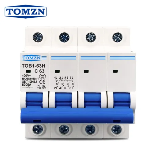 4P AC MCB TOB1-63 C type 230/400V~ 50HZ/60HZ Mini Circuit breaker 3A 6A 10A 16A 20A 25A 32A 40A 50A 63A - TOMZN
